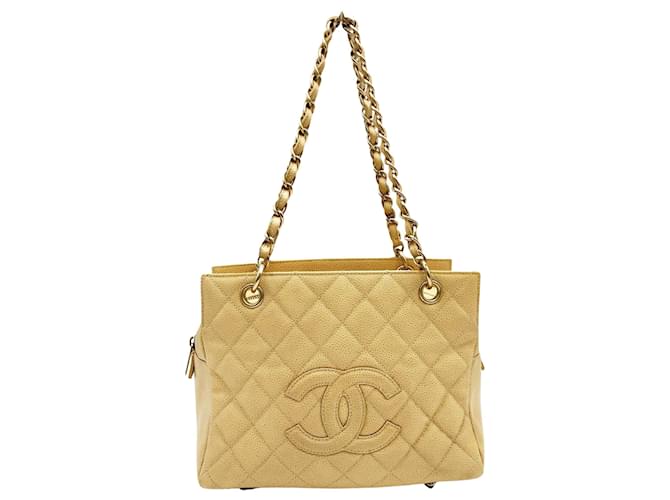 Chanel shopping Bege Couro  ref.1203088