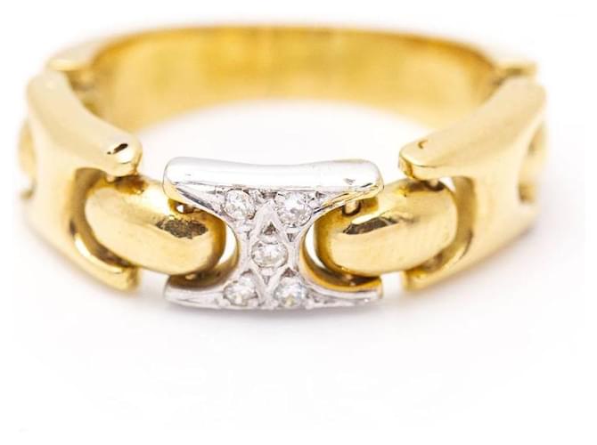 Autre Marque Anello Snodato in Oro Bicolore e Diamanti. D'oro Oro bianco Oro giallo Diamante  ref.1203525