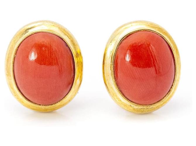 Autre Marque Antique earrings Yellow Gold and Coral. Golden  ref.1203538
