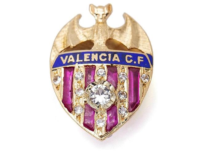 Autre Marque Bouclier du FC Valence en Or et Diamants. Or jaune Doré Bleu Marine Violet foncé  ref.1203539