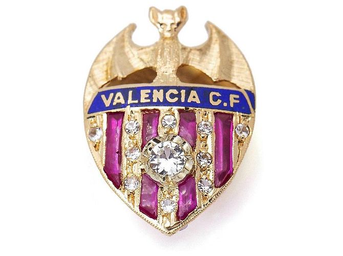Autre Marque Scudo dell'FC Valencia in oro e diamanti. D'oro Blu navy Viola scuro