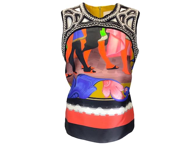 Autre Marque Peter Pilotto Multicolored Embroidered Printed Sleeveless Silk Blouse Multiple colors  ref.1203610