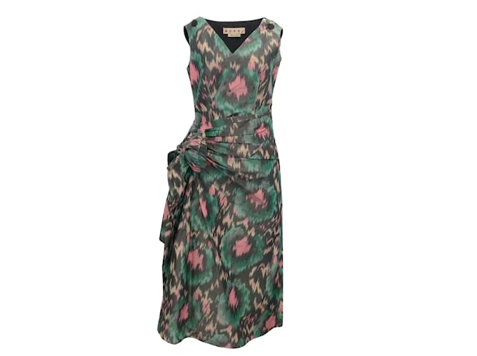 Autre Marque Marni Pink / Green Multi Abstract Sleeveless with Tie Cocktail Dress Multiple colors Cotton  ref.1203612