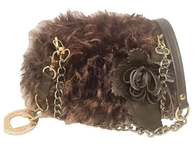 Delightful BLUGIRL BLUMARINE bag in brown faux fur  ref.1203754