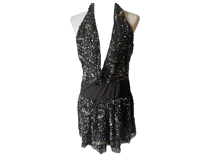 PATRIZIA PEPE black sequined silk dress  ref.1203819