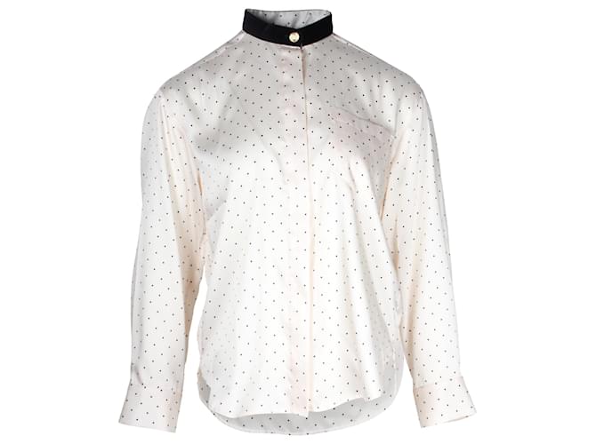 Sandro Paris Precy Polka-Dot Shirt in Cream Polyester White  ref.1203939