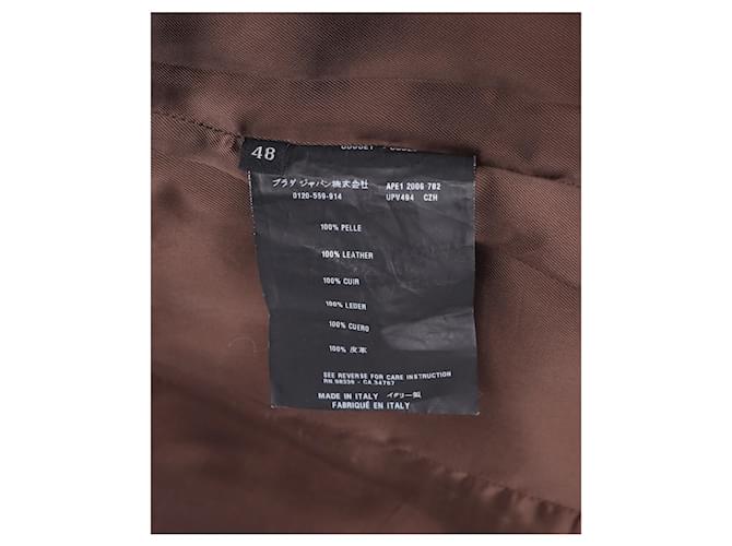 Prada Zipped Jacket in Brown Leather  ref.1203940
