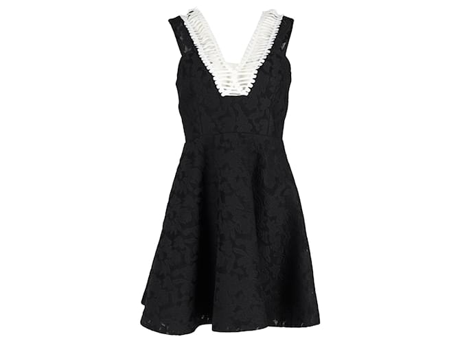 Sandro Rhythm Pleated Embroidered Mesh Mini Dress in Black Polyester  ref.1203950