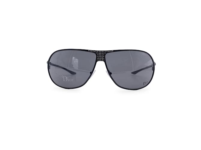 Christian Dior Black Aviator Hard Dior1 Sunglasses with Crystals Metal  ref.1203953