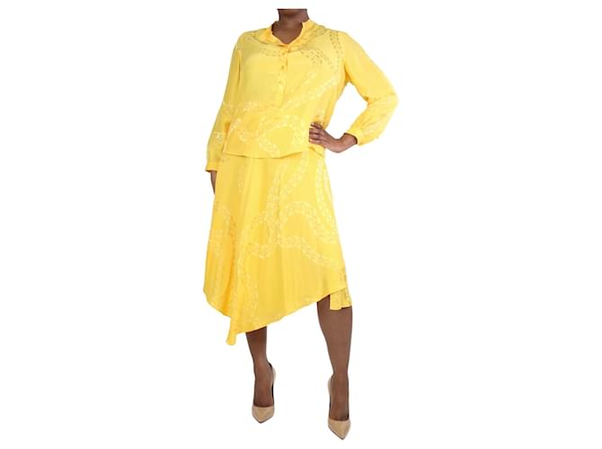 Stella Mc Cartney Conjunto de camisa y falda de cadenas amarillas - talla UK 14 Amarillo Viscosa  ref.1203975