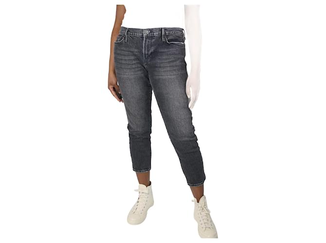 Frame Denim Dark grey cropped jeans - size UK 14 Lyocell  ref.1203996