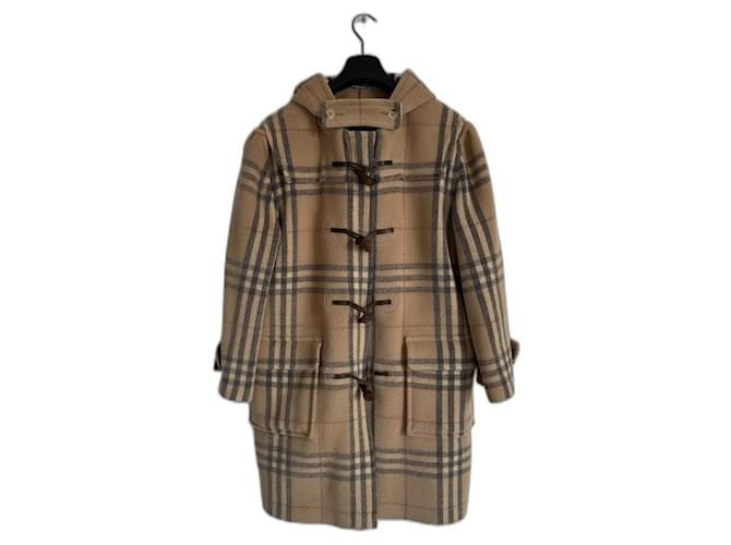 Burberry Nova Check Coat Beige Wool  ref.1204007
