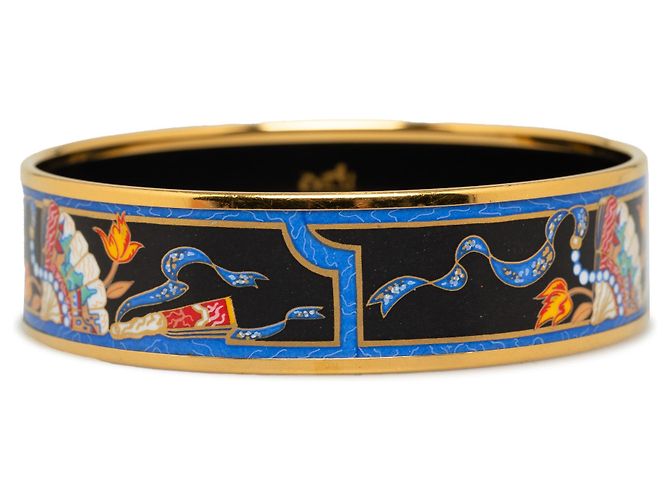 Ring Hermès Hermes pulseira preta larga esmaltada Preto