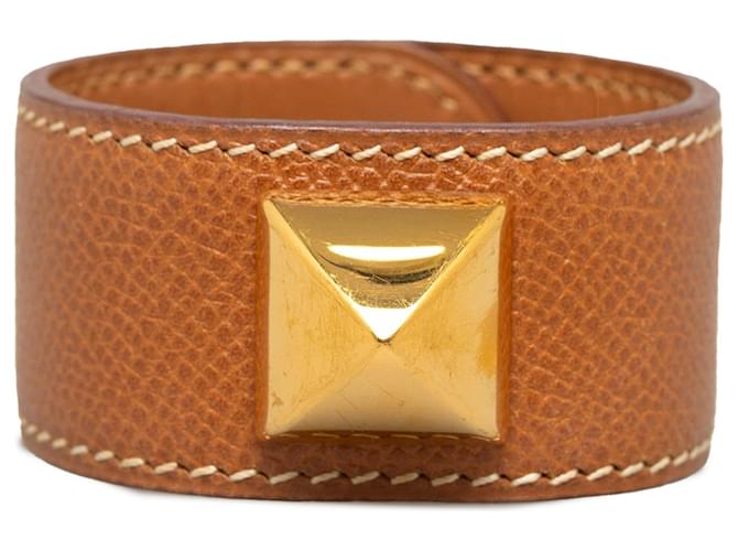 Hermès Bracelet en cuir Hermes Brown Medor Veau façon poulain Marron  ref.1204044