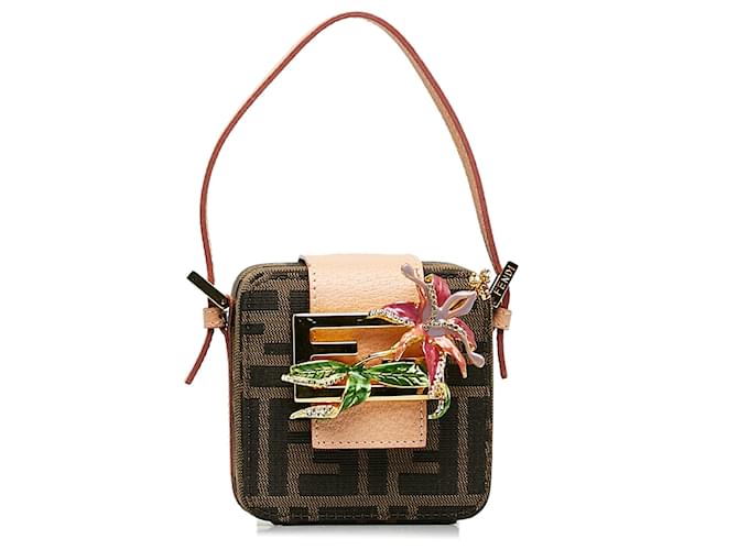 Fendi Brown Mini Zucca Orchid Cube Bag Cloth Cloth  ref.1204051