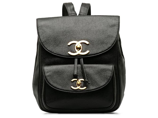 Chanel Black CC Turn Lock Caviar Backpack Leather  ref.1204052