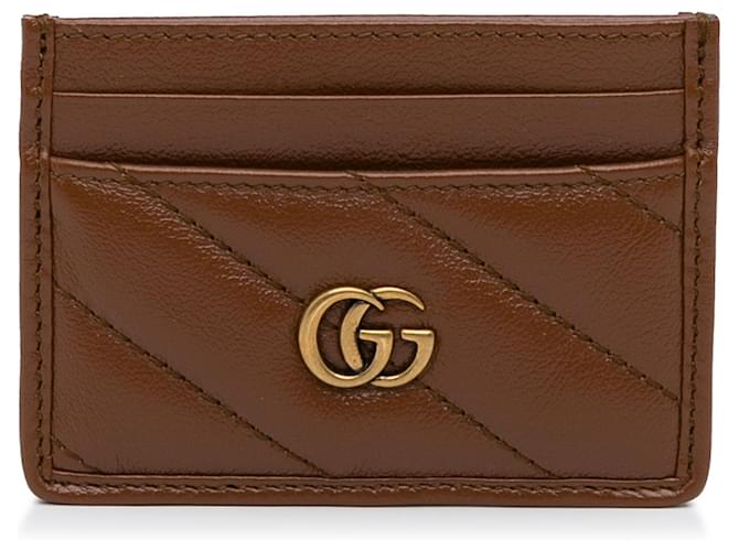Gucci Brown GG Marmont Matelasse Card Holder Leather Pony-style calfskin  ref.1204067