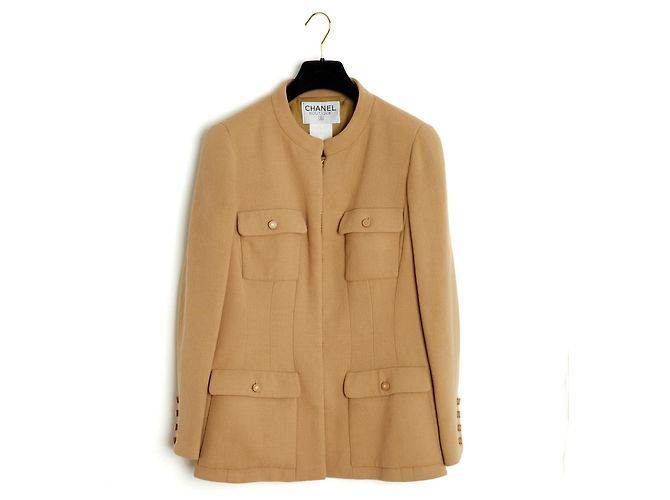 Chanel AH1998 Casaco Camelo FR40 Bege Caramelo