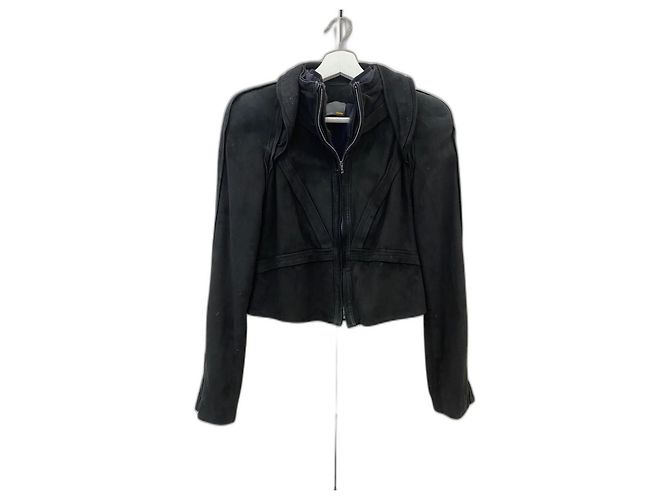 Fendi Cropped Suede Jacket Black