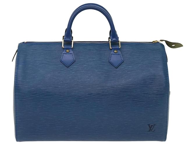 Louis Vuitton Speedy 35 Azul Cuero  ref.1204182
