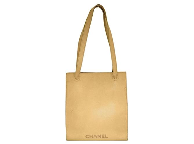 Timeless Chanel Bege Couro  ref.1204205