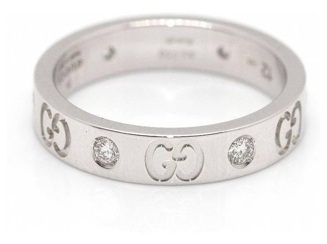 Anillo GUCCI con Diamantes Oro y Blanco. Plata