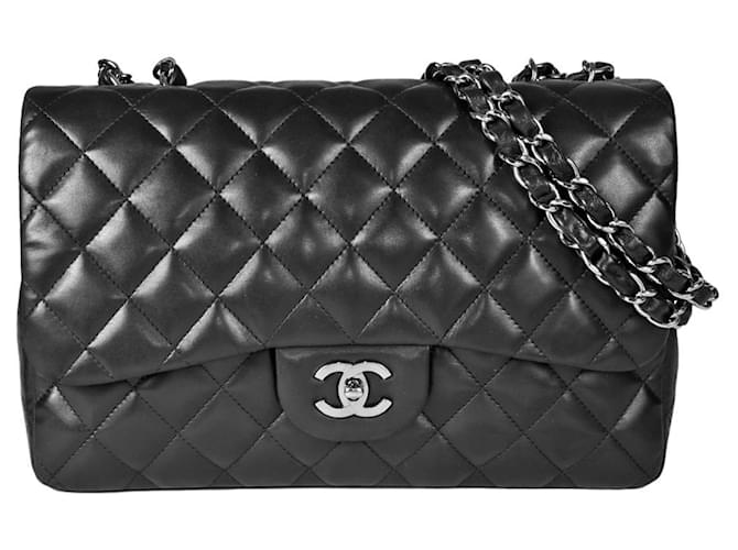 Classique Chanel Double Flap Cuir Noir  ref.1204645