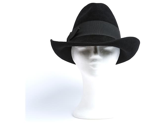 Autre Marque Marie Mercié Chapeau T58 Hat Wool Black Mafiosa Laine Noir  ref.1204647