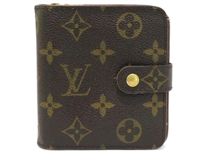 Louis Vuitton Compact zip Marrom Lona  ref.1204770