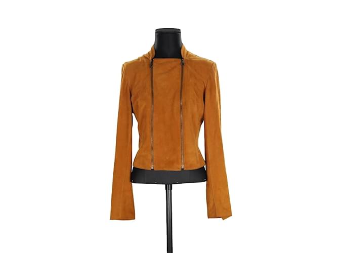 Dior Leather coat Brown Velvet  ref.1204833