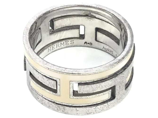 Ring Hermès Move H Silvery Silver  ref.1204976