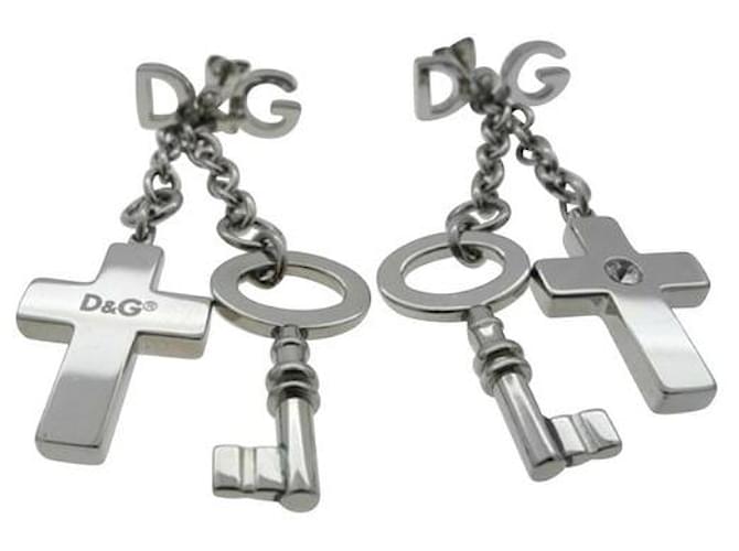 Dolce & Gabbana DOLC E &GABBANA Stahlohrringe „Keys“-Kollektion, DJ-Modell0341 Silber  ref.1205100