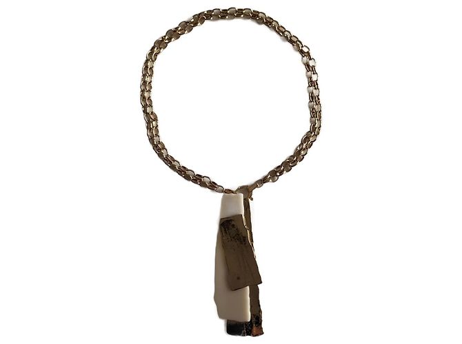 Max Mara Collier chaîne avec pendentif-broche Doré