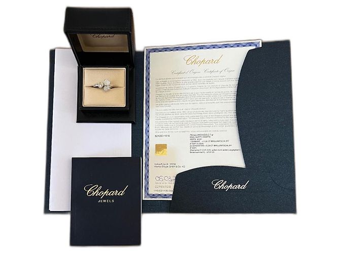 Anel Chopard Happy Hearts Diamonds Wings ouro branco e diamantes