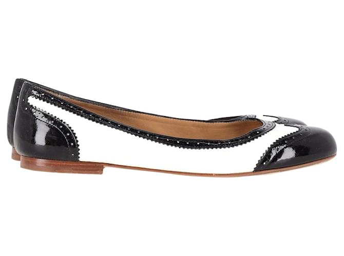 Church's Anna Two-Tone Ballet Flats in Black Patent Leather White  ref.1205119