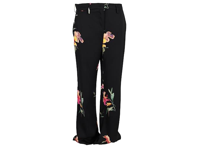 Pantalon Etro à Imprimé Floral en Soie Noire  ref.1205130