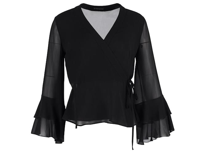 Blusa estilo cruzada de Etro en seda negra Negro  ref.1205145