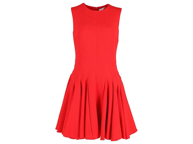 Christian Dior Dior Sleeveless Flared Mini Dress in Red Wool  ref.1205149