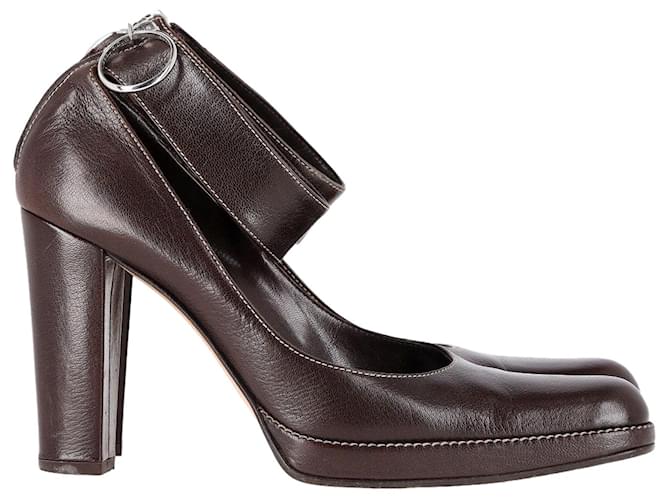 Sergio Rossi Ankle Strap Pumps in Brown Leather  ref.1205188