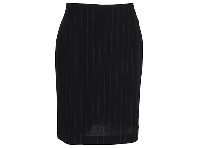 Max Mara Striped Knee-Length Skirt in Black Cotton  ref.1205227