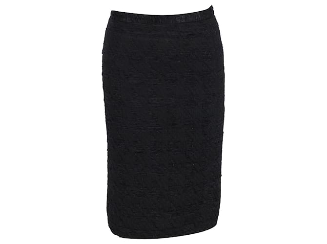 Dolce & Gabbana Falda lápiz texturizada hasta la rodilla en poliéster negro  ref.1205249