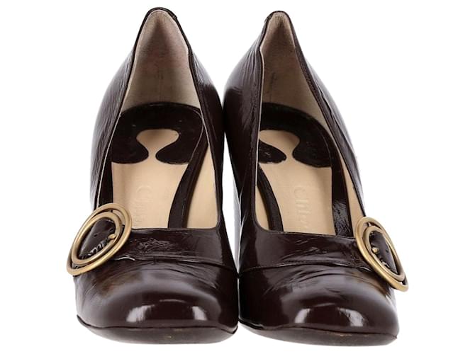Chloé Buckle Detail Pumps in Brown Leather  ref.1205262