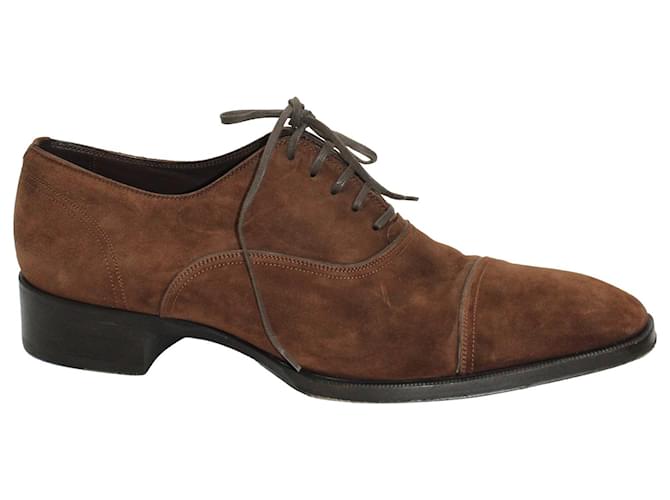 Tom Ford Clayton Cap Toe Oxford Chaussures en Daim Marron Suede  ref.1205264