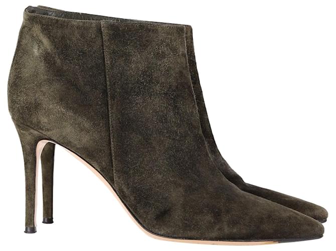Gianvito Rossi Ankle Boots in Khaki Suede Green  ref.1205265
