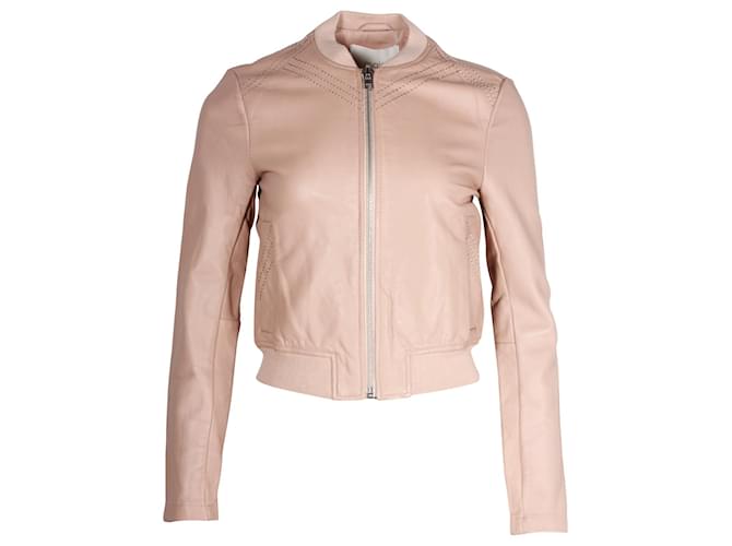 Maje Bomber Jacket in Pink Leather   ref.1205279