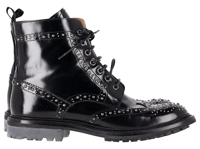 Church's Angelina Studded Glossed Ankle Boots in Black Leather  ref.1205286
