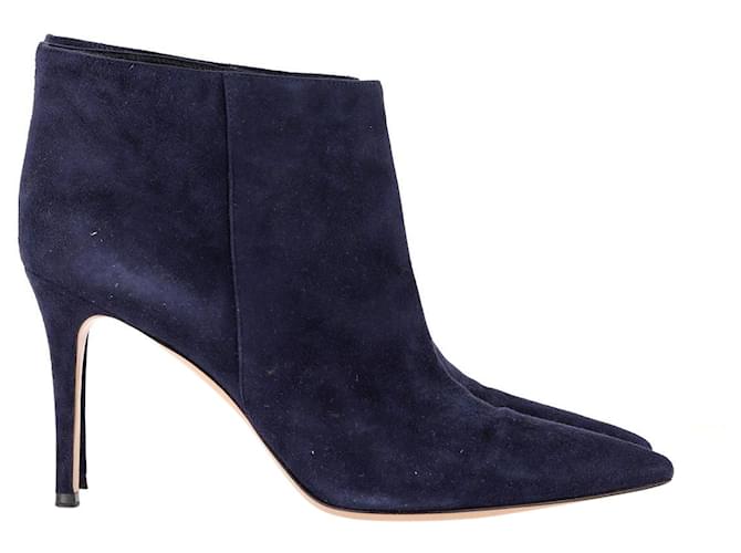Gianvito Rossi Ankle Boots in Navy Blue Suede  ref.1205287
