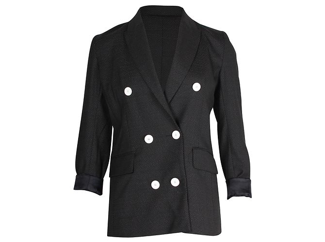 Sandro Polka Dot Blazer in Black Polyester