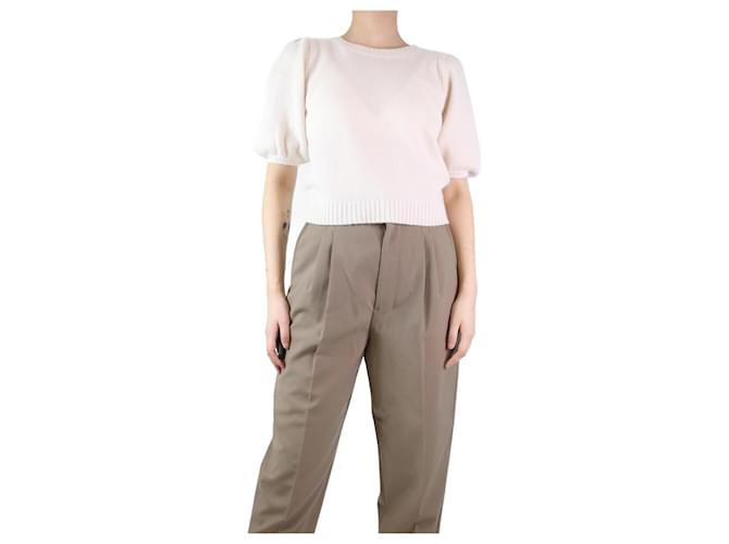 Paige Jeans Jersey de cachemir con mangas abullonadas color crema - talla S Crudo Cachemira  ref.1205301