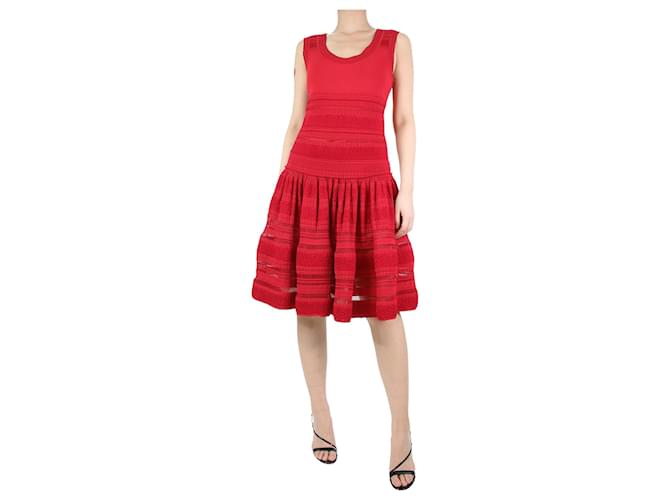 Alaïa Red lace-trimmed dress - size UK 12 Viscose  ref.1205435